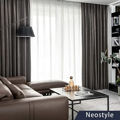 HG DECOR Premium Soft Velvet Room Darkening Curtains - 1 Piece (Brown, Window - W52 x L60 Inches)