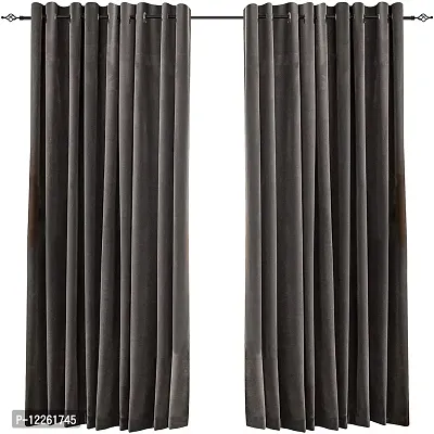 HG DECOR Premium Soft Thick Velvet Room Darkening Curtains for Bedroom / Living Room - 1 Piece-thumb2