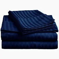 HG DECOR Soft Printed Cotton Double Queen Size Bed Sheet with 2 Pillow Covers (Navy Blue)-thumb3