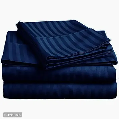 HG DECOR Soft Printed Cotton Double Queen Size Bed Sheet with 2 Pillow Covers (Navy Blue)-thumb4