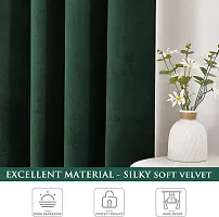 HG DECOR Premium Soft Bottle Green Velvet Curtains with TIEBACK Attached for Window (54x60 Inches) - 1 Piece, Washable-thumb2