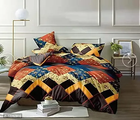 HG DECOR Modern Double Cotton Bed Sheet with 2 Pillow Covers (Multicolor-3)