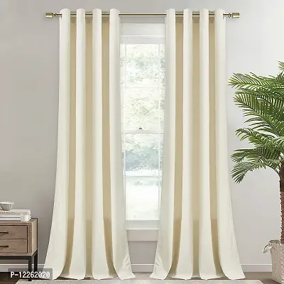 HG DECOR Premium Soft Ivory Velvet Curtains with TIEBACK Attached for Window (54x60 Inches) - 1 Piece, Washable