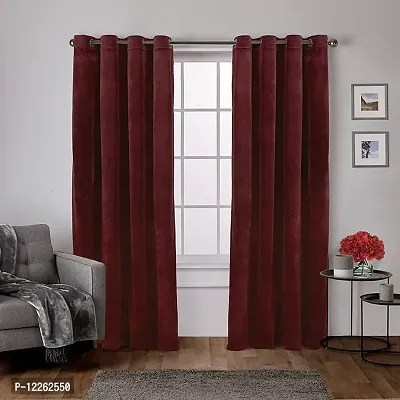 HG DECOR Premium Soft Burgendy Velvet Curtains with TIEBACK Attached for Window (54x60 Inches) - 1 Piece