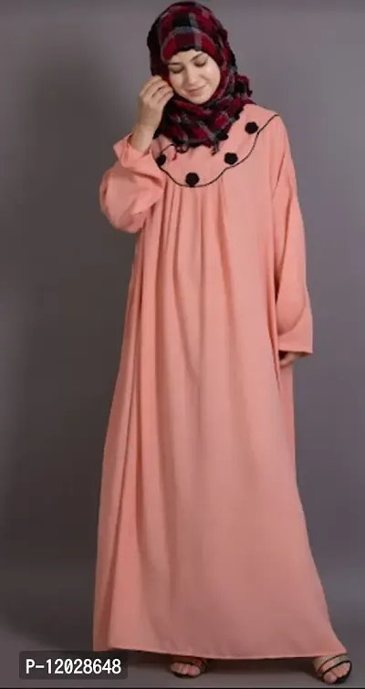 Contemporary Peach Polyester Summer Cool Abaya For Women