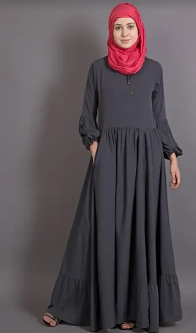 Stylish Polyester Blend Self Pattern Abaya for Women