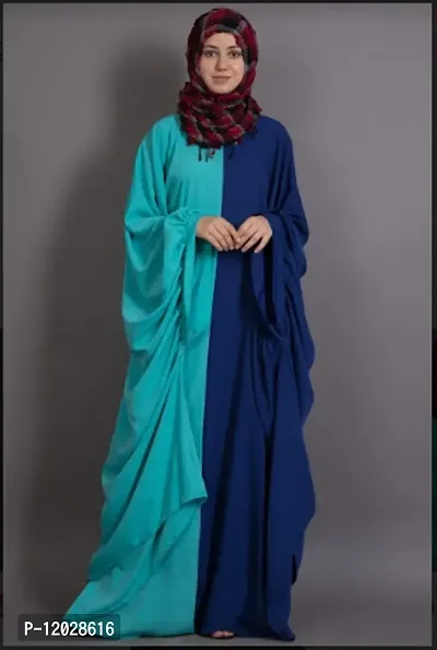 Contemporary Blue Polyester Crepe Abaya For Women
