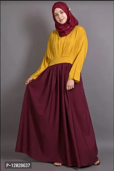Contemporary Yellow Polyester Crepe Abaya For Women