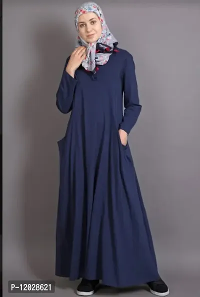 Contemporary Navy Blue Cotton Knits Abaya For Women
