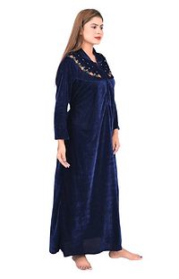 Classic Velvet Embroidered Nighty for Women-thumb1