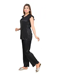 Classic Satin Short Sleeve Nightsuit Set-thumb4