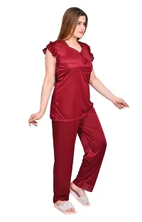 Classic Satin Short Sleeve Nightsuit Set-thumb2