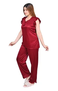 Classic Satin Short Sleeve Nightsuit Set-thumb3