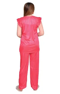 Classic Satin Short Sleeve Nightsuit Set-thumb3