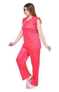 Classic Satin Short Sleeve Nightsuit Set-thumb4