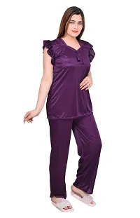 Classic Satin Short Sleeve Top and Pyjama Set for Women-thumb1