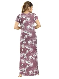 Trending Embroidery Floral Print Nighty/Maxi/Sleepwear In Hosiery Fabric For Girls And Women (Brown).-thumb2