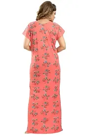 Trending Embroidery Floral Print Nighty/Maxi/Sleepwear In Hosiery Fabric For Girls And Women (Peach).-thumb3