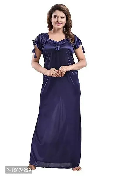 Classic Satin Solid Nighty for Women