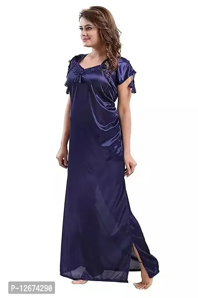 Classic Satin Solid Nighty for Women-thumb4