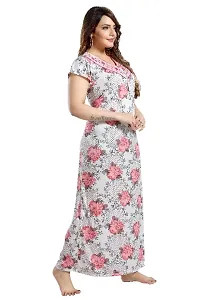 ENDRILLA Trending Embroidery Floral Print Nighty/Maxi/Sleepwear In Hosiery Fabric For Girls And Women (Pink)-thumb3