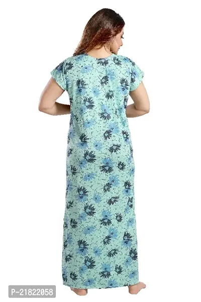 ENDRILLA Trending Embroidery Floral Print Nighty/Maxi/Sleepwear In Hosiery Fabric For Girls And Women (Pink)-thumb5