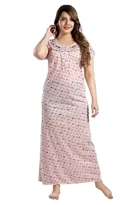 Stylish Pink Hosiery  Embroidery Floral Print Nighty-thumb3