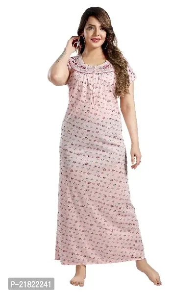 Stylish Pink Hosiery  Embroidery Floral Print Nighty-thumb4