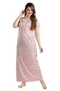 Stylish Pink Hosiery  Embroidery Floral Print Nighty-thumb4