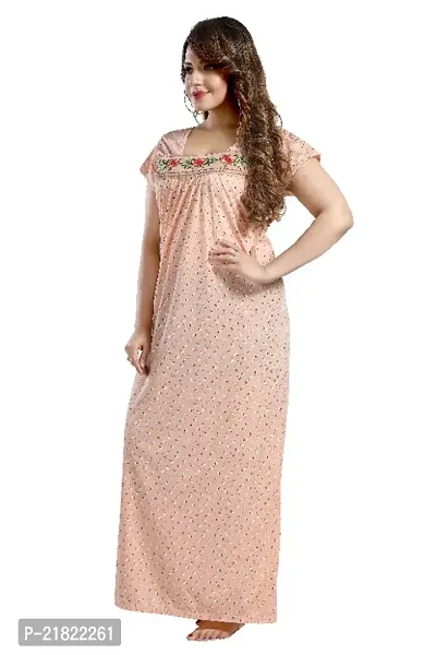 Embroidery Floral Print Nighty For Women .-thumb4