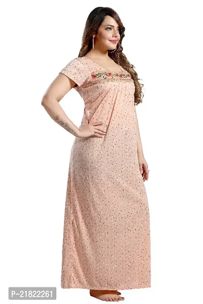 Embroidery Floral Print Nighty For Women .-thumb2