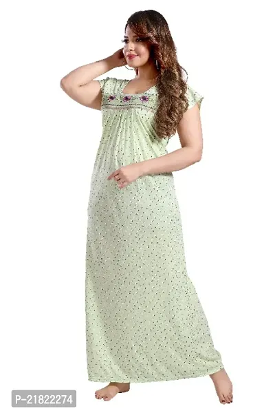ENDRILLA Trending Embroidery Floral Print Nighty/Maxi/Sleepwear In Hosiery Fabric For Girls And Women .-thumb4