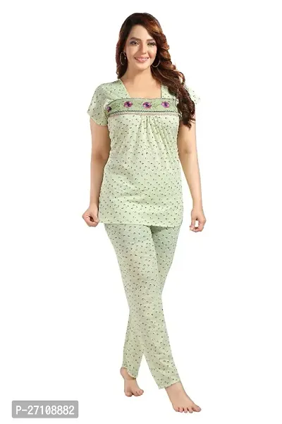 Fancy Cotton Printed Nightdress For Women-thumb0
