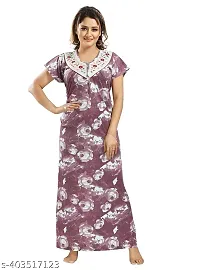 ENDRILLA Pack of 2 Printed Hosiery Nighties/Night Dress/Maxi For Women (Brown, Peach)-thumb1