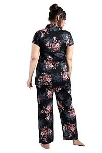 Trendy Cotton Blend Print Collared Night Suit For Women-thumb1