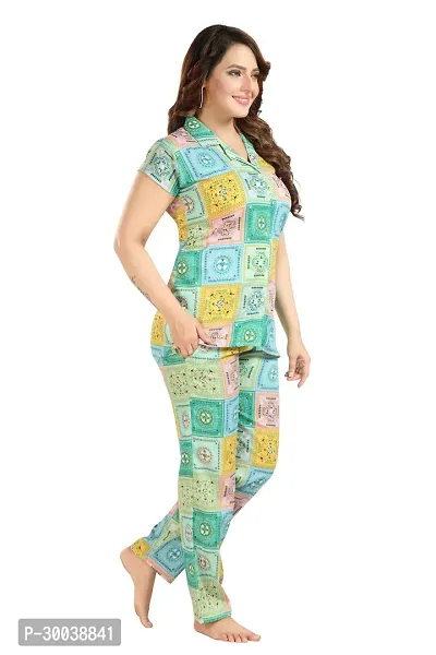 Trending Cotton Print Collared Night Suit-thumb3