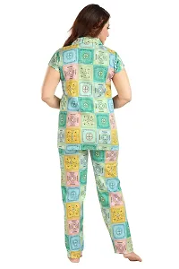 Trending Cotton Print Collared Night Suit-thumb3