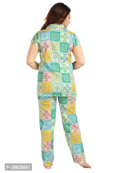 Trending Cotton Print Collared Night Suit-thumb4