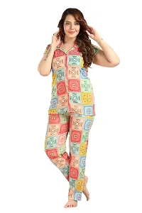 Trending Cotton Print Collared Night Suit-thumb3