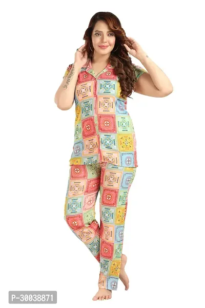 Trending Cotton Print Collared Night Suit-thumb4