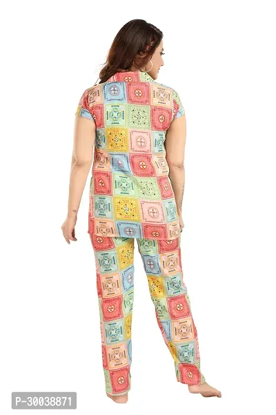 Trending Cotton Print Collared Night Suit-thumb2