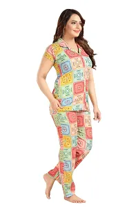 Trending Cotton Print Collared Night Suit-thumb2