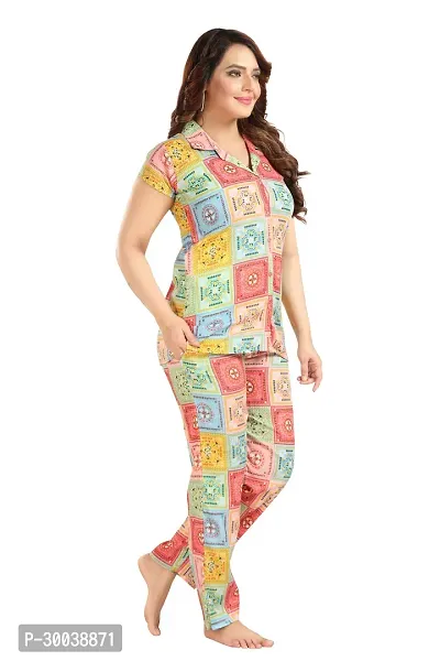 Trending Cotton Print Collared Night Suit-thumb3