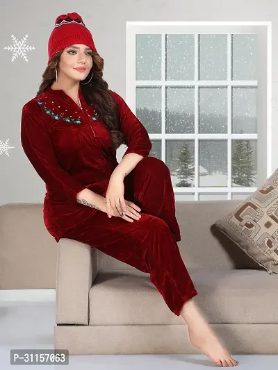 Trending Velvet Collared Night Suit