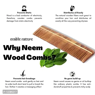Go Well Kacchi Neem Comb, Wooden Comb | Hair Growth, Hairfall, Dandruff Control | Hair Straightening, Frizz Control | Comb for Men, Women | Treated with Oil (All Combo)-thumb3