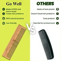 Go Well Kacchi Neem Comb, Wooden Comb | Hair Growth, Hairfall, Dandruff Control | Hair Straightening, Frizz Control | Comb for Men, Women | Treated with Oil (All Combo)-thumb1