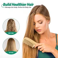 Go Well Kacchi Neem Comb, Wooden Comb | Hair Growth, Hairfall, Dandruff Control | Hair Straightening, Frizz Control | Comb for Men, Women | Treated with Oil (All Combo)-thumb4