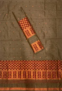 Elegant Chiku Silk Blend Woven Design Mekhela Chador Saree with Blouse piece For Women-thumb3