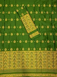 Elegant Pgreen Silk Blend Woven Design Mekhela Chador Saree with Blouse piece For Women-thumb3