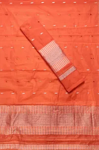 Elegant Orange Cotton Blend Woven Design Mekhela Chador Saree with Blouse piece For Women-thumb1